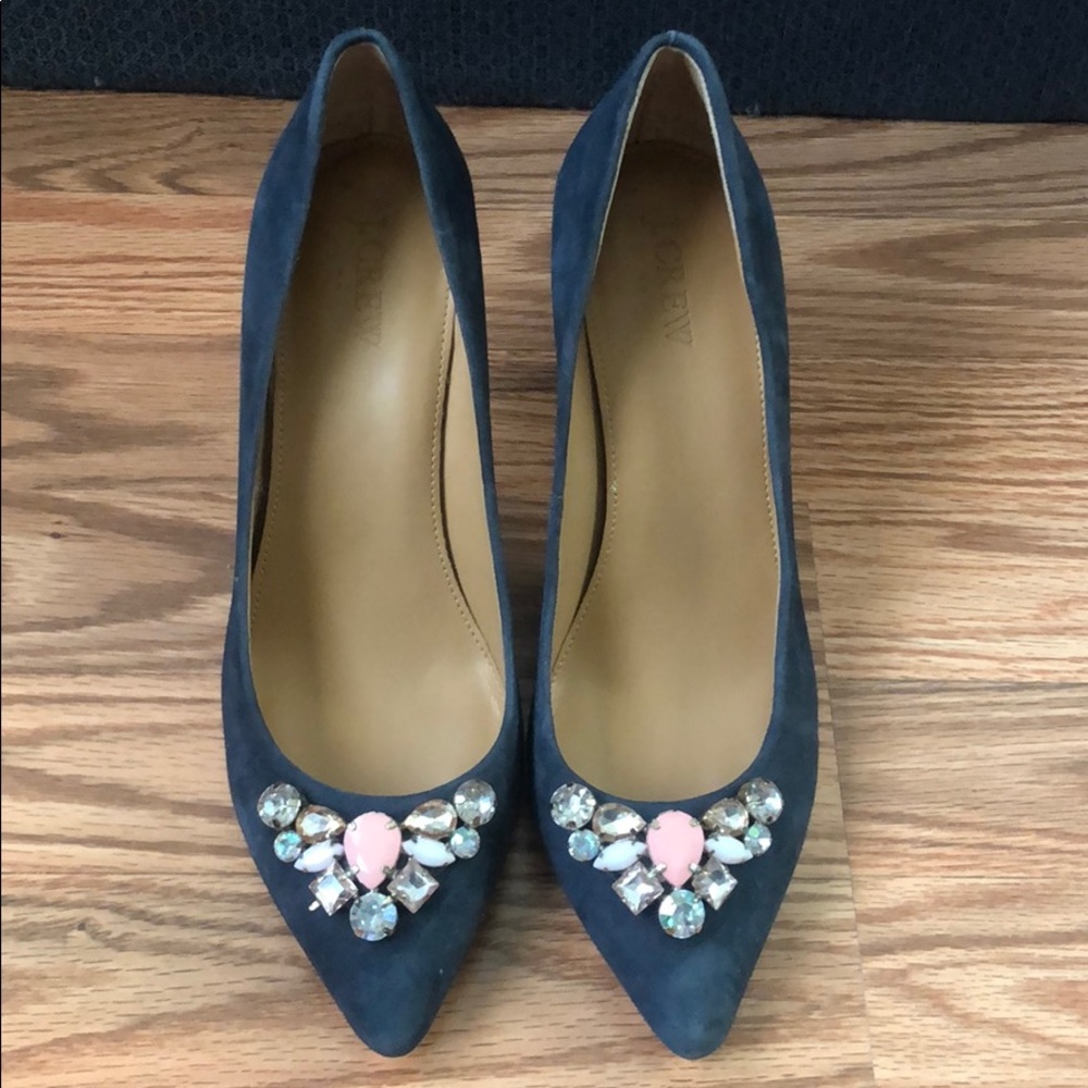 J Crew Navy Suede Heels